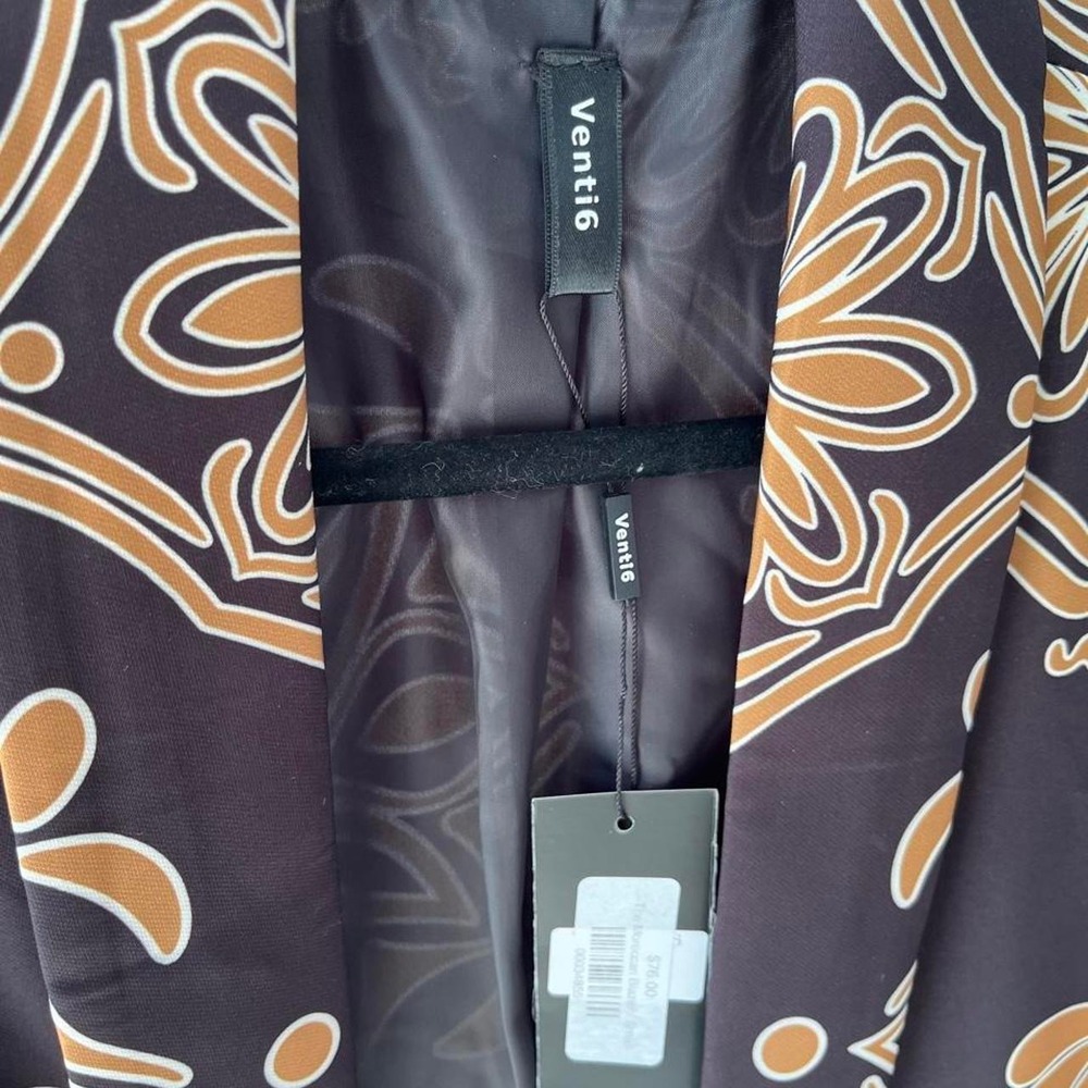 Venti6 Brown Medallion Floral Open Front Blazer NWT